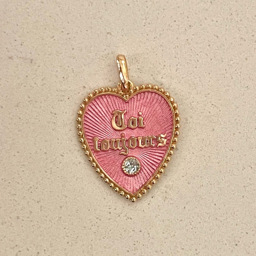Gold and Pink Heart Pendant
